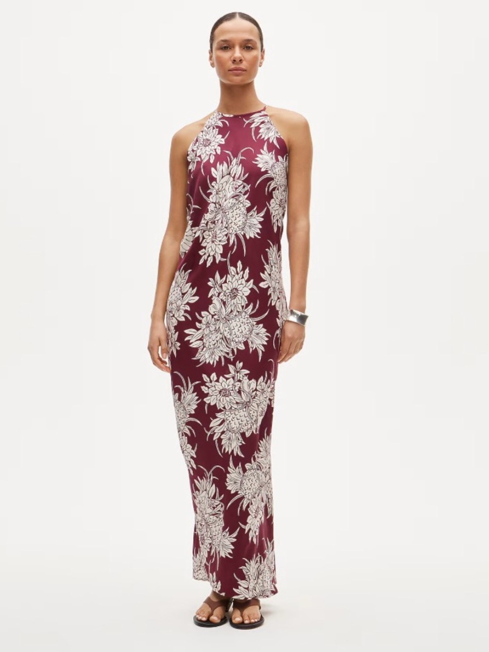 NWT J. Crew Halter Dress Pineapple Garden Print Crushed Crimson